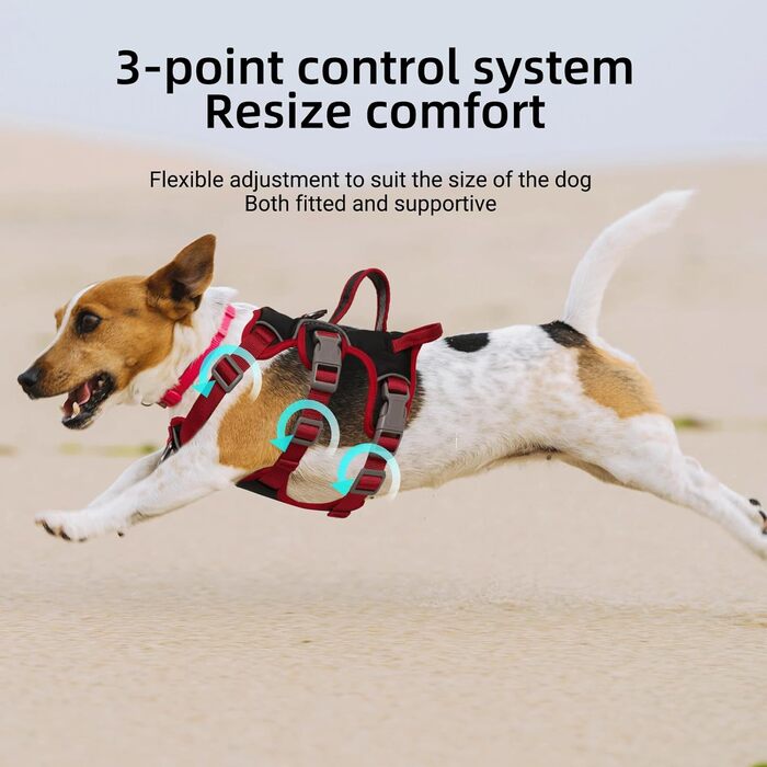 Шлейка для собак LiebeDD, шлейка безпеки для собак, анти-вислизаюча, з м'якою підкладкою, 2 ручки та 2 кліпси для повідка, проти-тягової, для собак середніх та маленьких порід, цуценят (Чорний, S)