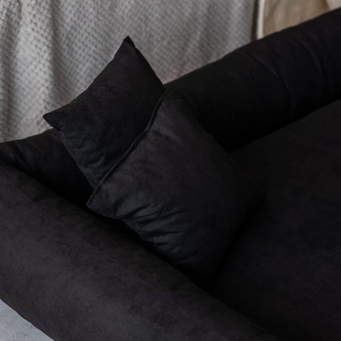 Килимок для собак Puffi, великий, середній, малий – м'який, зносостійкий, миючий, Alcantara, 160x110 см, чорний