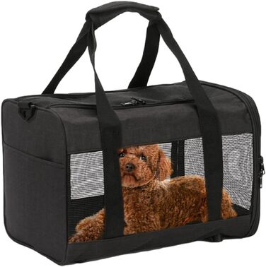 Транспортна переноска для котів та маленьких собак Weiche – складана переноска з двома входами, чорна