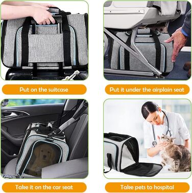 Складана переноска для котів і собак ALLSOPETS, розширювана, сіра, для подорожей, туризму, кемпінгу