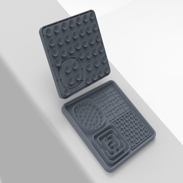 Лежак-іграшка для собак та котів з силікону, 20 см, повільний годівник, з лопаткою, чорний