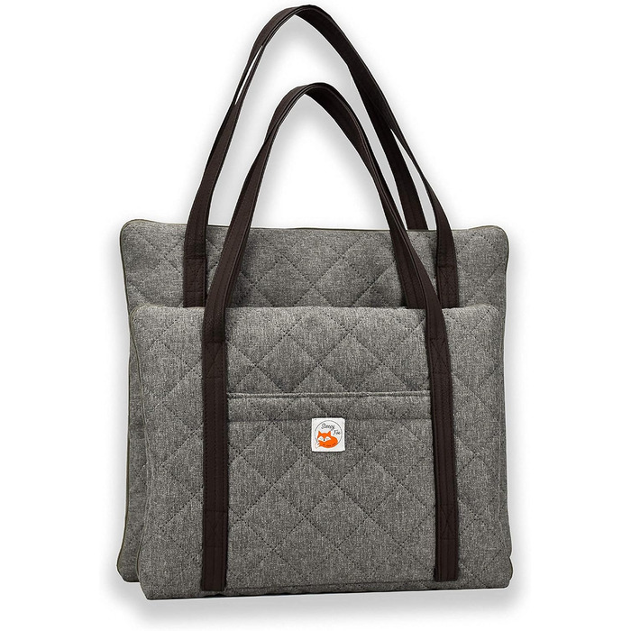 Sleepy Fox® Преміум-ліжко для собак у подорожах - портативний, складаний килимок для годування собак у ресторанах з зручними плечовими ременями - красивий та практичний (M/L, Сірий)