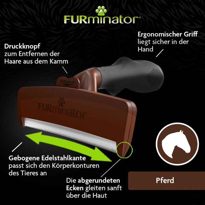 Фурмінатор для коней FURminator – гребінець для видалення підшерстя, покращений дизайн, універсальний