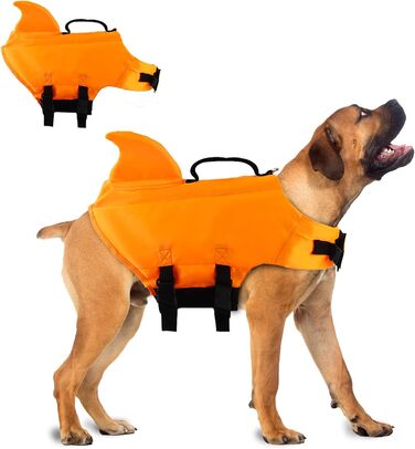 Чиммувете Хай Хунд: Чудовий костюм для плавання для собак, привертає увагу, костюм для собак-акул (Оранжевий, L)