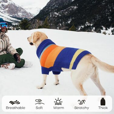 Вовняний пуловер для собак великих порід, теплий ролkragen, блакитний, XXXXL