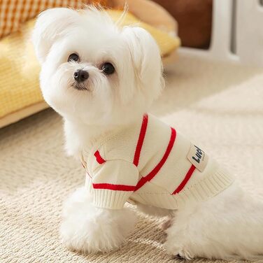 Пуловер для собак, теплий зимовий пуловер для маленьких та середніх собак з рукавами (червоний, X-Small)