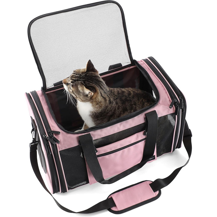 Транспортна переноска для котів та собак середніх розмірів, складна, M, Magenta