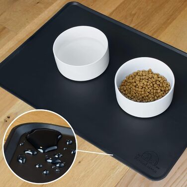 Силіконовий килимок під миску для собак та котів, 60x40 см, чорний, нековзний