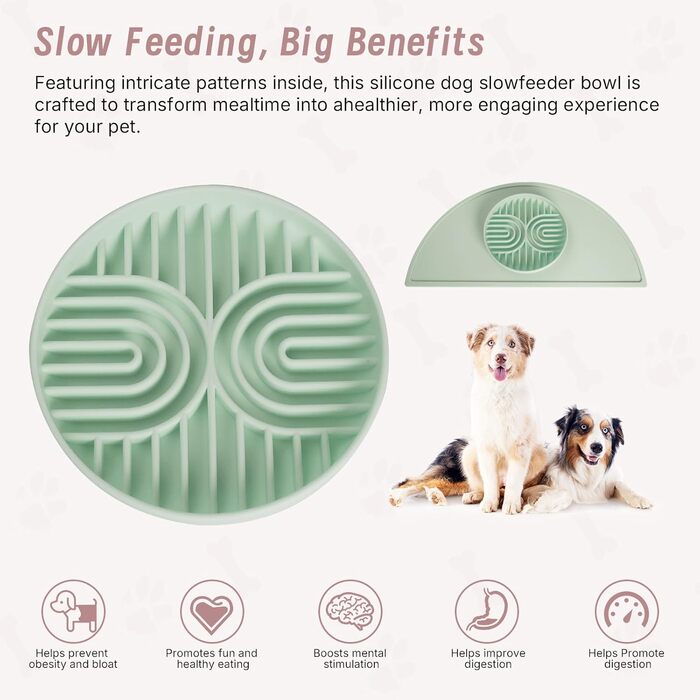 Набір мисок для собак Slow Feeder та килимок для годування, силікон. Ідеально для собак малих та середніх порід, з присосками, нековзний, легко миється, підняті краї, шавлія.