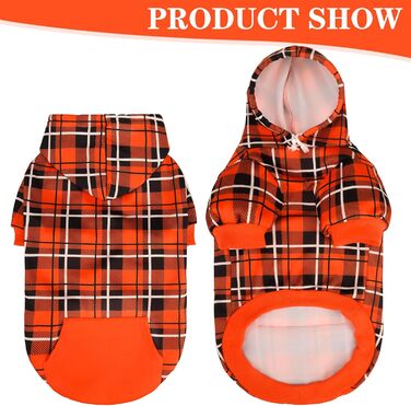 Пуловер з капюшоном для собак EXPAWLORER у клітинку, британський стиль, теплий собачий пуловер з отвором для повідка, одяг для пітбулів, зимова куртка для всіх порід, цуценят, дівчаток, хлопчиків, котів, Рожевий (XX-Large, Помаранчевий/Західний (Sunset Ch