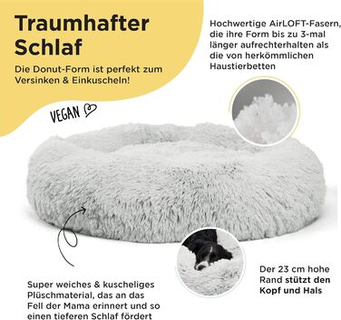 Круглий лежак для тварин Sheri Best Friends - заспокійливий лежак для собак та котів, Frostgrau (сірий), 91 x 91 см, знімний чохол, машинного прання