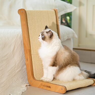 Котячий дряпак CheerPals L-подібний з сизалю - міцна конструкція з бука, 58x37x48 см