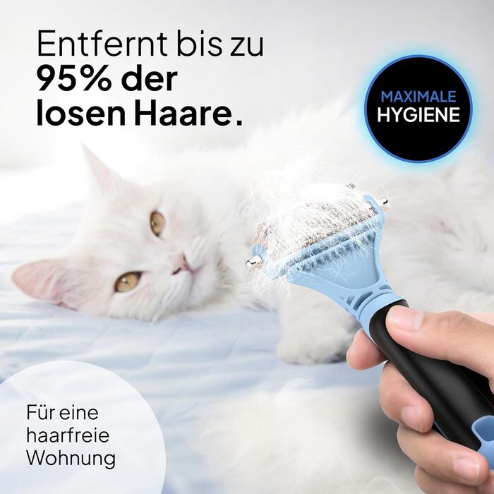 Гребінець для котів Pretty Paw®: м'яке видалення шерсті, проти ковтунів. Підходить для довгошерстих та короткошерстих котів. Масажна підшерсткова щітка. Нова, блакитна!