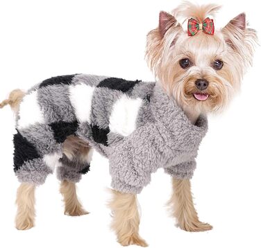 Піжама для собак з коміром-стійкою, флісовий пуловер для собак, зимовий, милий, одяг для маленьких собак, одяг для цуценят, комбінезон для домашніх тварин, чихуахуа, йоркширський тер'єр, одяг для котів (сірий, розмір XS, сірий X-Small)