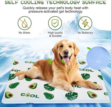 Кілим-охолоджувач для собак та котів Ninonly 50 x 65 см - самоохолоджуючий, водонепроникний, з нетоксичним гелем (Авокадо)