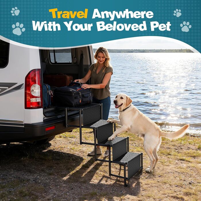 Рампа для собак, автомобіля, складна, до 80 кг, антиковзаюча поверхня, алюмінієвий каркас, для SUV та великих собак