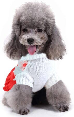 Пуловер для собак CHBORCHICEN, класичний в'язаний пуловер з коміром-стійкою, зимовий, теплий, для цуценят, милий пуловер з малюнком 'Полуниця' та 'Серце', червоний, розмір M