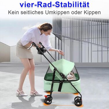 Складаний візок для тварин, 4 колеса, для собак/котів, цуценят, 50 x 70 x 95 см (м'ятний)