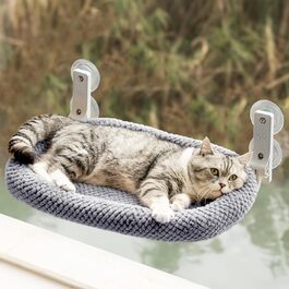 Котів гамак для вікна EDAGNY: м'який, розкладний, сірий, до 18 кг