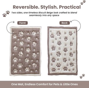 Килимок для собак та котів PetMat з органічної бавовни, 40,6 x 61 см, двосторонній, м'який, стильний, для лежанок, 16X24, Mokka-Baiser та Beige