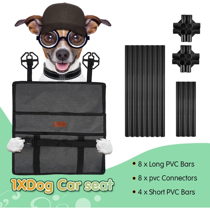 Автокрісло для собак: стабільне, водовідштовхувальне, для маленьких та середніх порід, сірий каркас