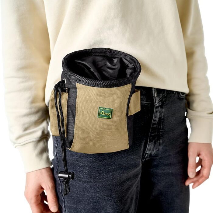 Сумка на пояс HUNTER Bugrino Standard, для тренувань та вигулу собак, чорно-бежева, велика (L)