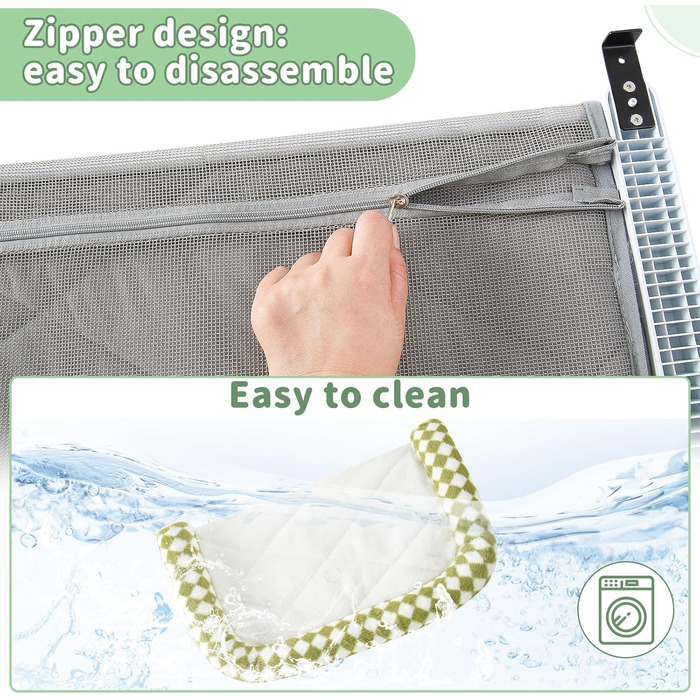 Крісло-гамак для котів Sunhoo на підвіконня, стійка, до 18 кг, зелений, 61x38 см