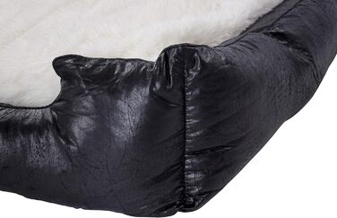 Крісло-ліжко для собак CLAMARO 'DeluxePet' чорного кольору 120x80 см з штучної шкіри, 2в1 з поворотним подушками, для великих собак, з боковинами з м'якою оббивкою, антиковзаюча підкладка, розмір Large