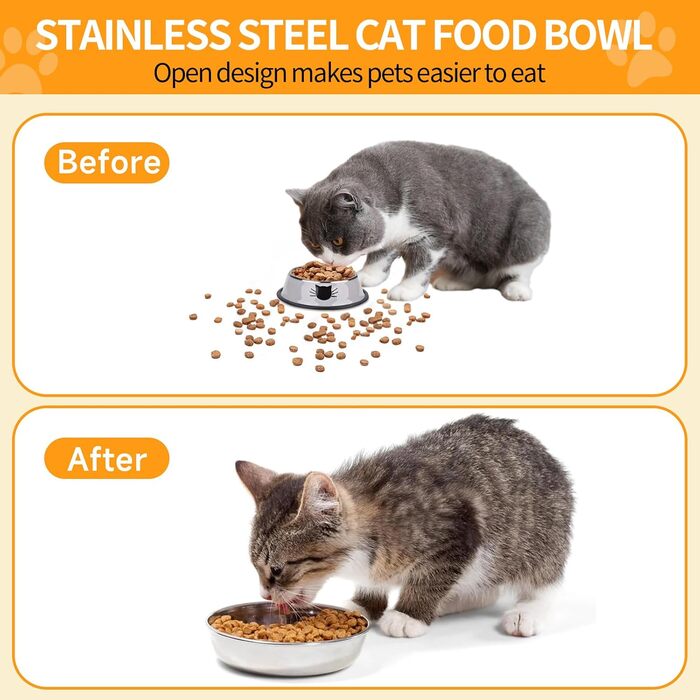 Набори мисок для котів та собак з нержавіючої сталі, 16 см, 6 шт.