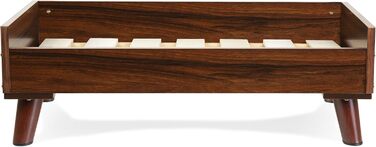 Ліжко для собак Furhaven великого розміру в стилі середини століття з піднятою рамою (Волоський горіх, 81 x 56 x 25 см)