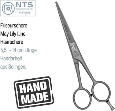 Професійна перукарська ножиці May Lily Line, 5.5'' (14 см), ручна робота, мікрозубчасті, Solingen