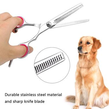 Набір професійних ножиць для грумінгу собак та котів (5 шт.) з безпечними закругленими кінцями. Виготовлені з нержавіючої сталі, для стрижки та витончення шерсті.