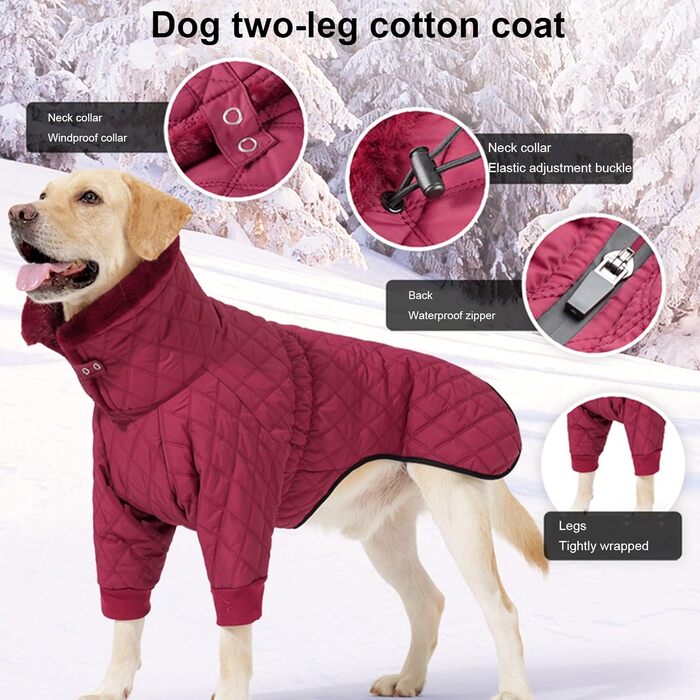 Водонепроникний теплий зимовий одяг для собак - куртка/пальто, поліестер, зелений, XXX-Large