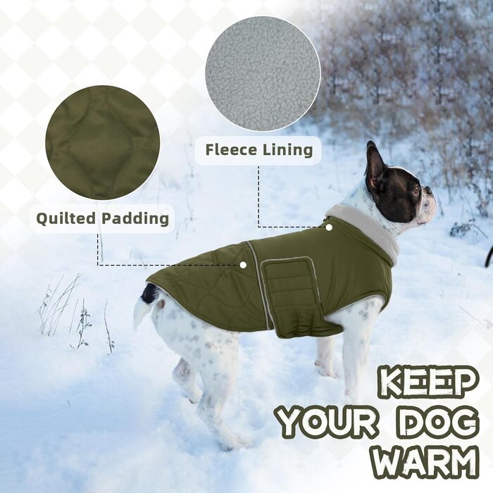 Зимовий теплий одяг для собак маленьких порід: куртка, жилет, теплий костюм для Чихуахуа, Звергшпіца, Йоркширського тер'єра (Армійний зелений, XS)