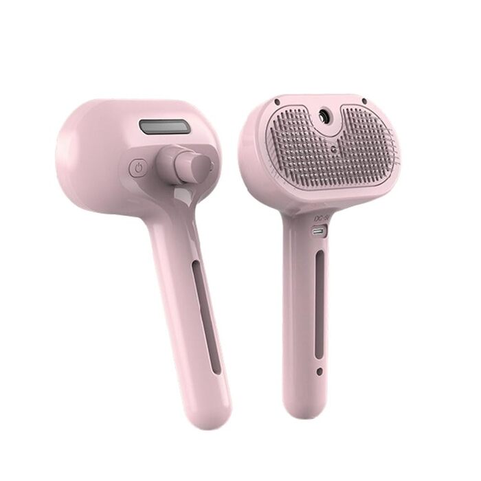 Щітка для котів ZottelBürste Vierpfotenmarkt з автоочищенням та розпилювачем – для блискучого хутра, рожева