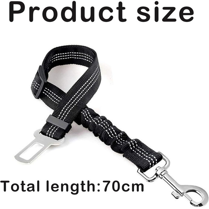 Авторемні для собак, 2 шт., шлейка для автомобіля, регульовані еластичні авторемні для собак, аксесуари для подорожей з домашніми тваринами, підходять для малих, середніх та великих собак (чорний)