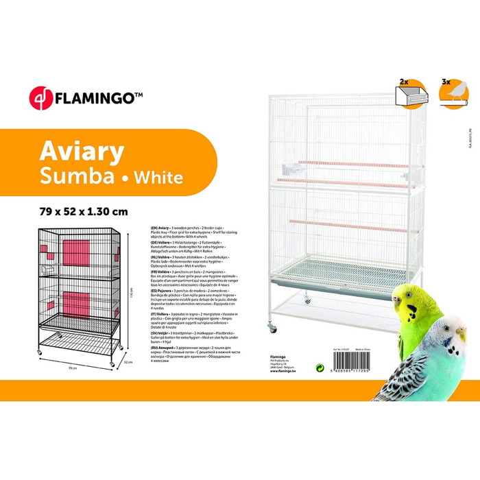 Вольєр для птахів Flamingo Sumba, білий, 79x52x134 см