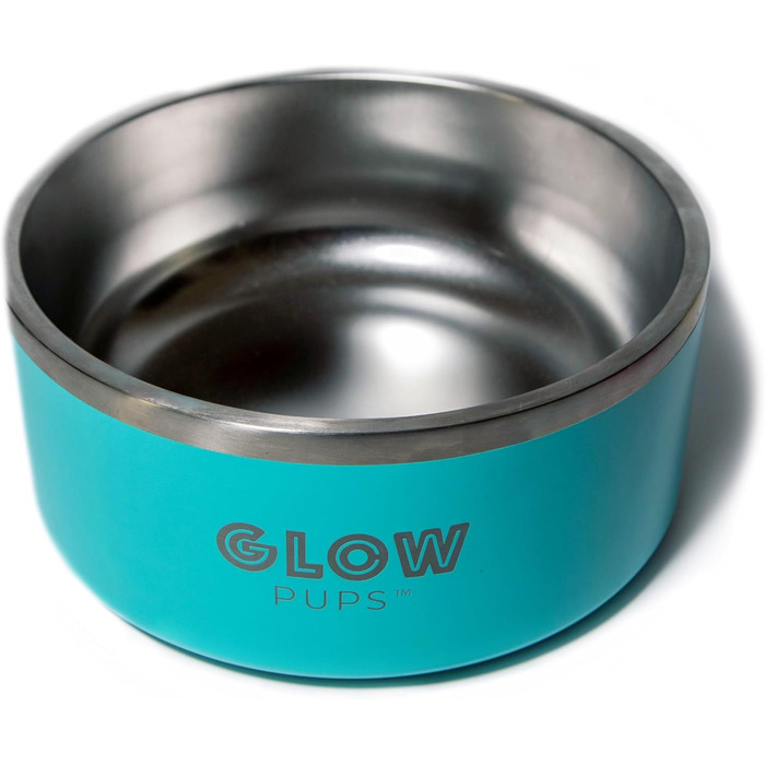 Миска для собак Glow Pups, нержавіюча сталь, вакуумна, 1,8 л, рожева, для середніх і великих порід, подвійні стінки, не ковзає, зберігає воду холодною