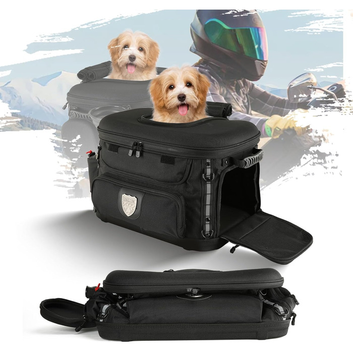 Транспортна сумка для собак та котів UALLIN, водонепроникна, для мотоциклів Harley-Davidson (Road Glide, Street Glide, CVO, Road King, Touring, Trike), Can-Am з багажником, до 9 кг, чорна