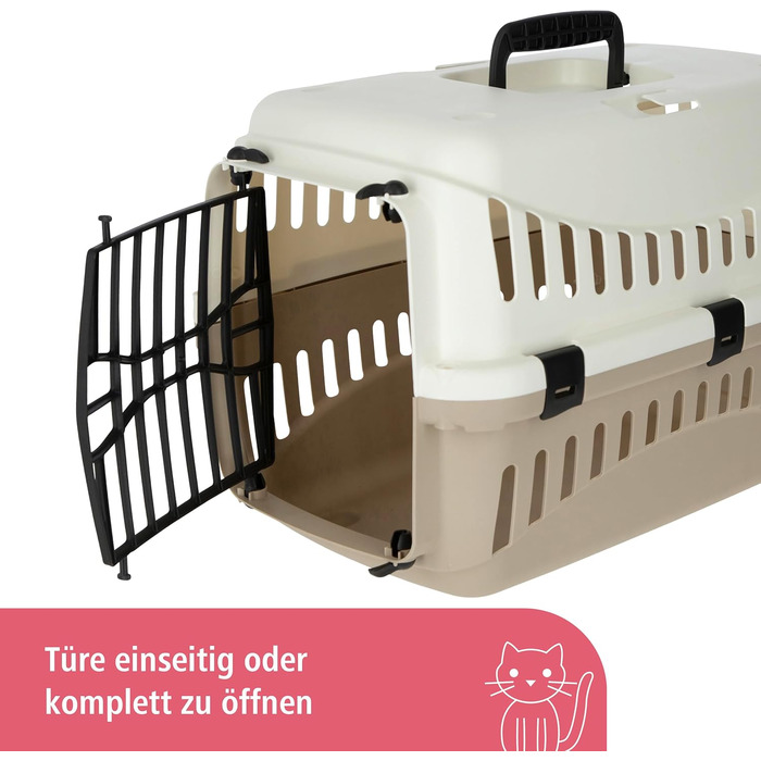 Kerbl Pet Transportbox Expedion: переноска для собак та котів, 45x30x30 см, пластик, до 10 кг, кремовий/taupe