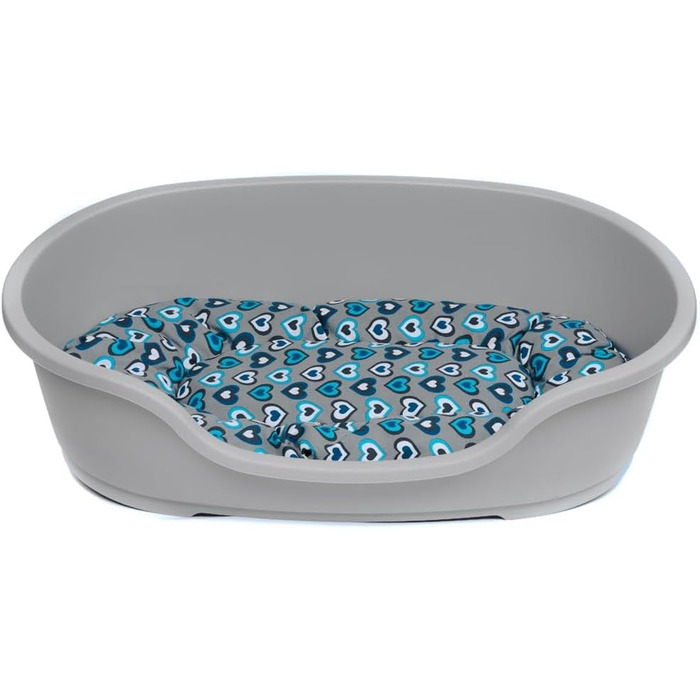 Корзина для собак Adena 92 x 61 см, антрацитова + подушка з принтами зелена (71 x 48 x 22 см, дизайн 28)