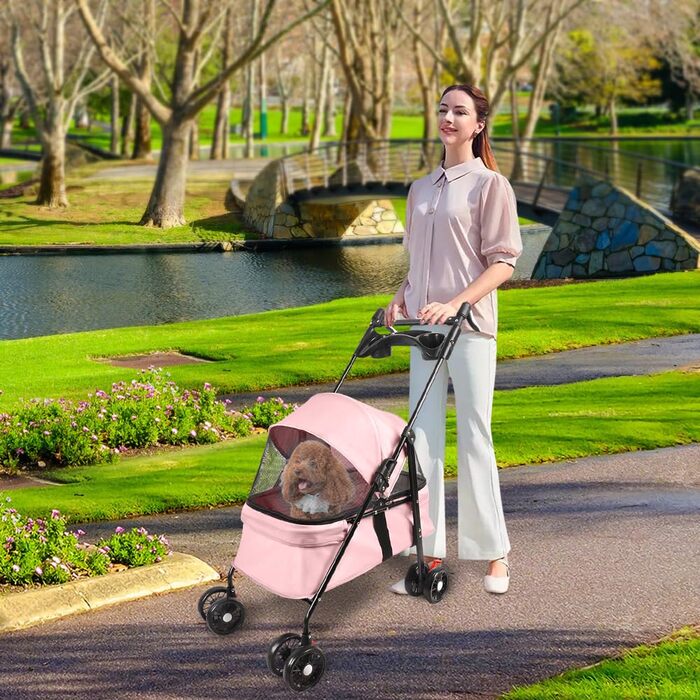 Візок для тварин Homewell: легкий, зручний, до 20 кг (рожевий)