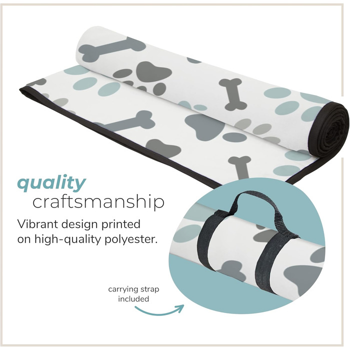 Килимок для тварин у приміщенні та на вулиці, 127 x 152,4 см, зручний, миючий, водовідштовхуючий, для пікніків та подорожей, синьо-сірий