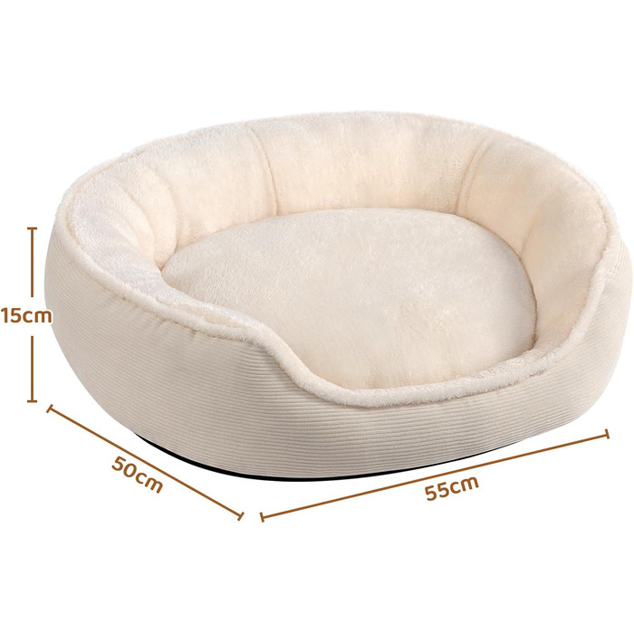 Кругле ліжко для котів та цуценят Hollypet, м'яке, дихаюче, бежеве (55*50*15 см)