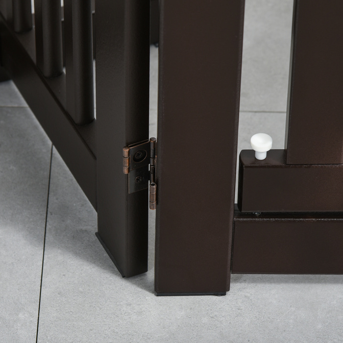 PawHut Door Gate Barrier Окремо стоячий для собак, регульований і складний, дерево темно-коричневий, безпечний захист для вашого будинку