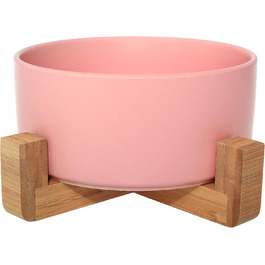 Керамічна миска Pet Wiz для собак та котів з бамбуковим підставкою, піднята миска для зручного годування, 850 мл, 5 кольорів (Морська хвиля)