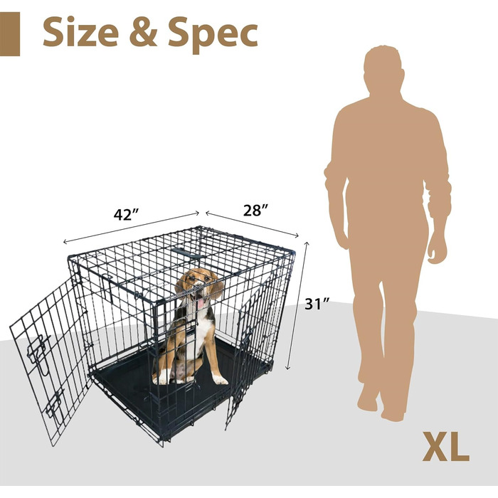 Делюкс клітка для собак Ellie-Bo XL, посилена, 2 двері, складна, з ліжком зі штучної овечої шерсті