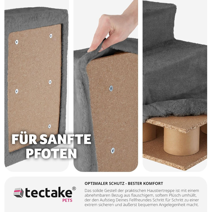 Сходинка для тварин tectake®: для собак та котів, зручний доступ до софи, ліжка, авто (сірий, 37 x 45 x 34,5 см, 3)