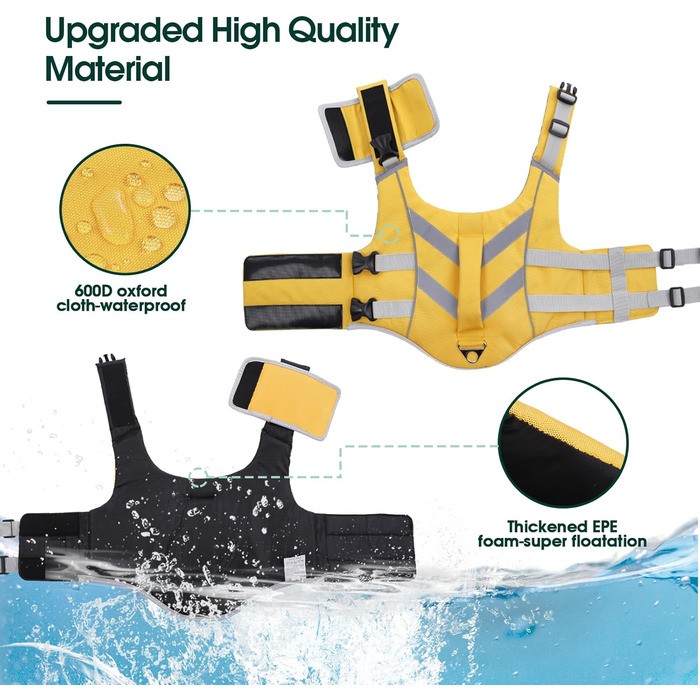 Жилет для собак Kuoser, безпечний та якісний, для малих, середніх та великих порід, жовтий