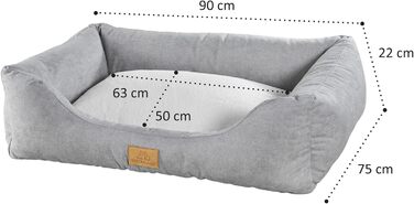М'яке ліжко для собак Tagträumer Joy, сіре, 60x50x18 см, для маленьких собак, ергономічне, знімний м'який чохол